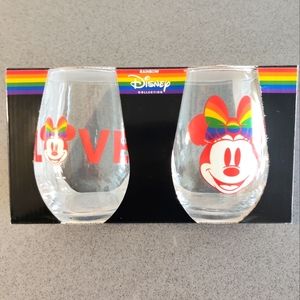 Disney Rainbow Collection Tear Drop Glass Set Of 2